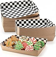 Vista 9 de Bandejas desechables de papel de ajedrez rojo y blanco, 5 libras, papel kraft resistente, barcos para servir alimentos, 10.2 x 7.1 x 2 pulgadas