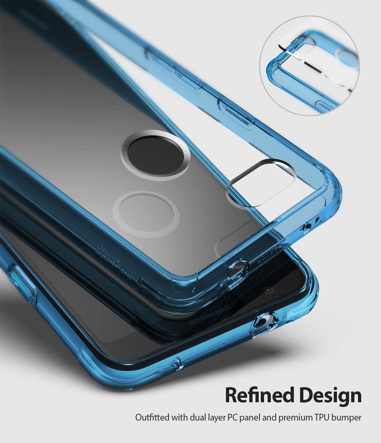 Ringke Fusion Designed for Google Pixel 3a Case Protective Cover 5.6" (2019) - Aqua Blue