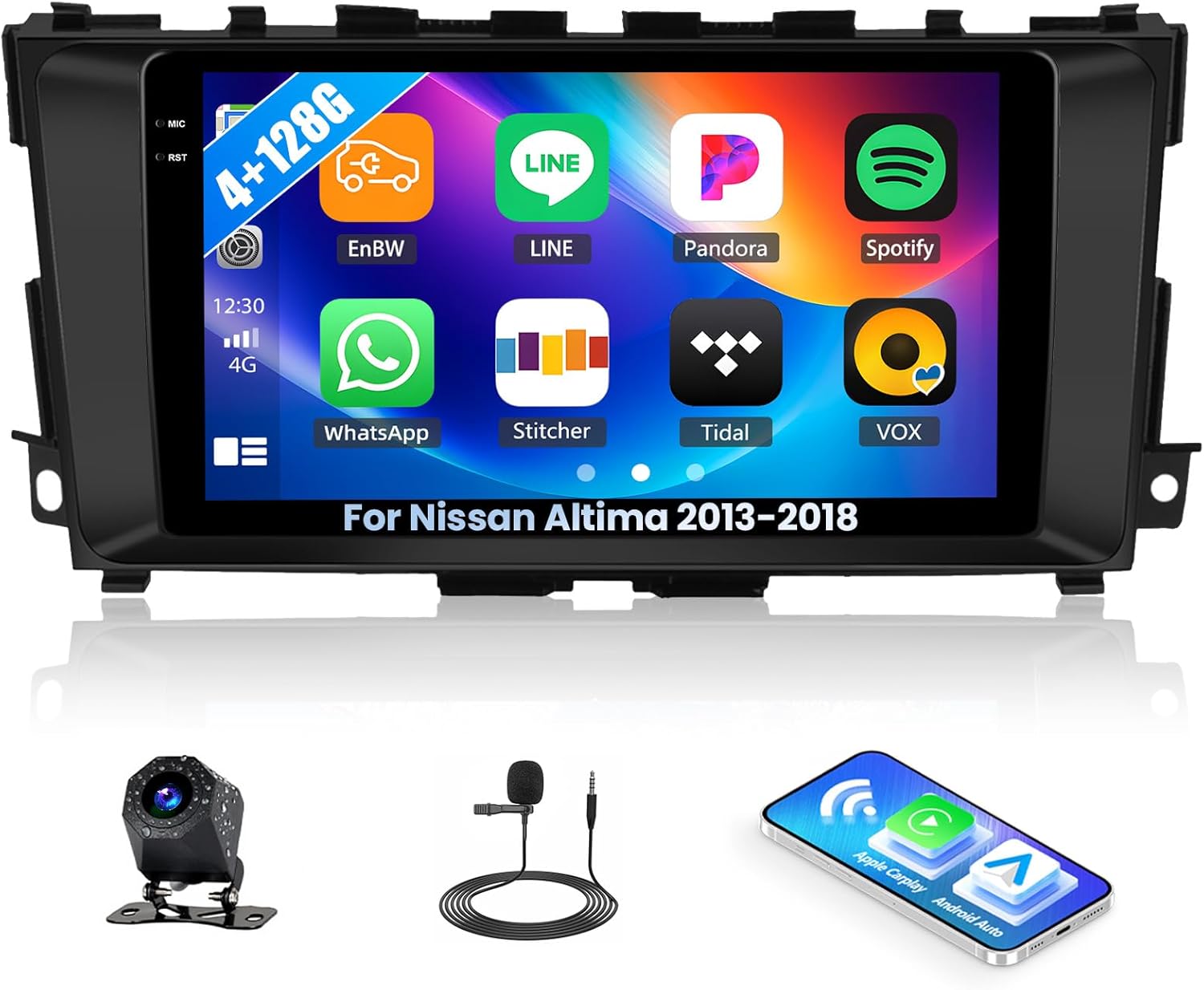 [4+128G] Android 15 Car Radio Stereo for Nissan Altima 2013-2018 with Wireless Carplay&Android Auto,9 Inch Car Radio with Mirror Link Bluetooth FM/RDS WiFi GPS EQ DSP SWC+AHD Backup Camera