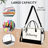 Vista 5 de JOJHDR Phrase Canvas Beach Bag,Zipper and Slide Pockets,Stylish Canvas BagShoulder Strap and Bottom Support, Office Handbag