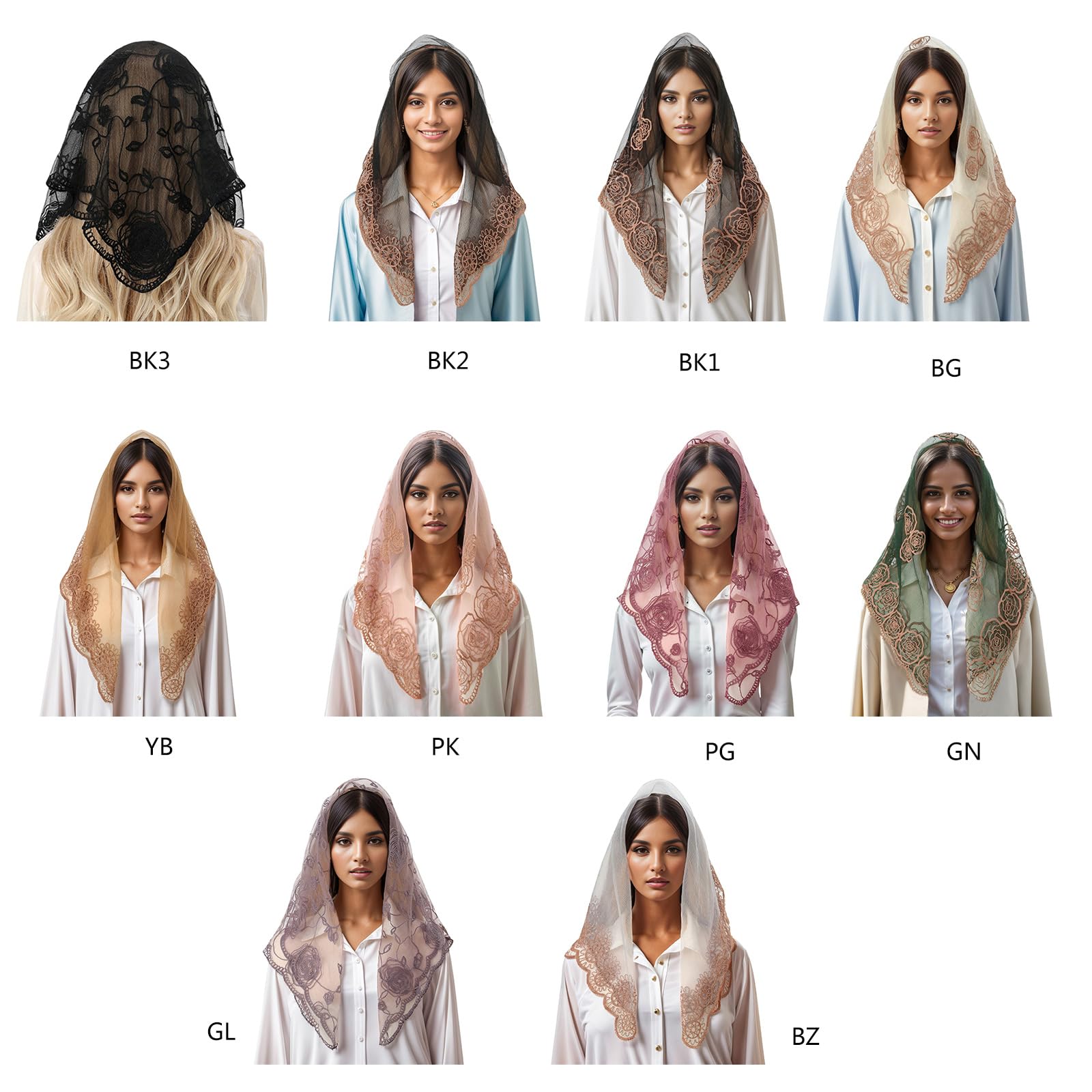 Mantilla Velo Pañuelo para la Cabeza de Misa Latina Velo de Encaje con Flores Chal español Pañuelo para la Cabeza para Capilla católica Velo de Novia para Boda (D)