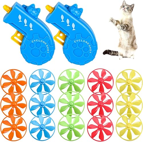 17 piezas de juguetes interactivos para gatos con hélices voladoras para gatos en interiores y exteriores, persiguiendo entrenamiento, caza y