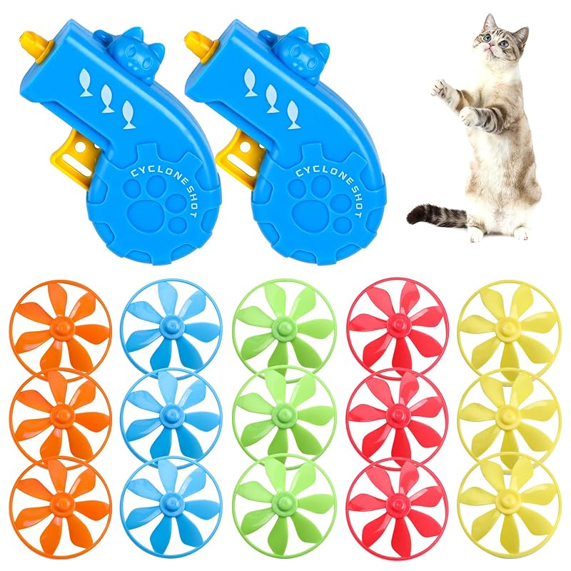 Brinquedo interativo de busca para gatos FOIMAS com hélices voadoras de plástico, 17 peças
