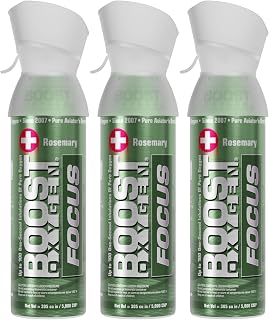 Boost Oxygen Think Tank Natural Portable Sport Outdoor Exercise Therapy 5 Liter Pure Canned Oxygen, Organic Rosemary (3 Pack)