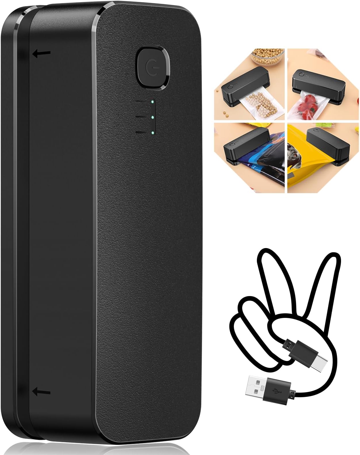 Mini Bag Sealer, Bag Sealer Heat Seal Rechargeable Quick Seal Bags Machine, 3 Adjustable Gears Chip Bag Sealer with 3000mAh Battery 3.9" Heating Strip For Snack Bags Mylar Bags Food Storage