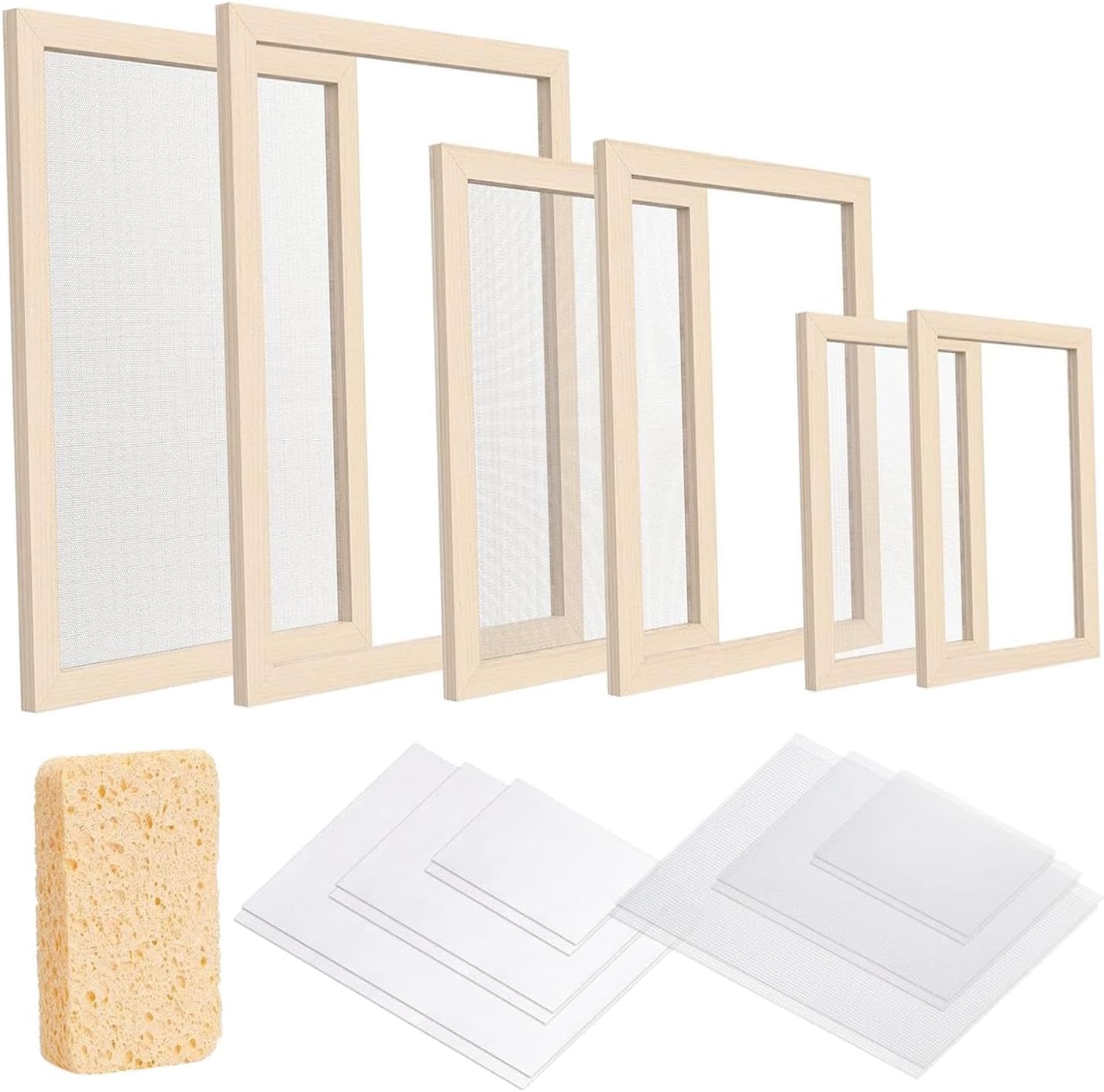 Fancyes Paper Making Frame Kit Papermaking Supplies Sponge DIY Paper Crafts for A4 A5 A6, Indoor, Presentation Home