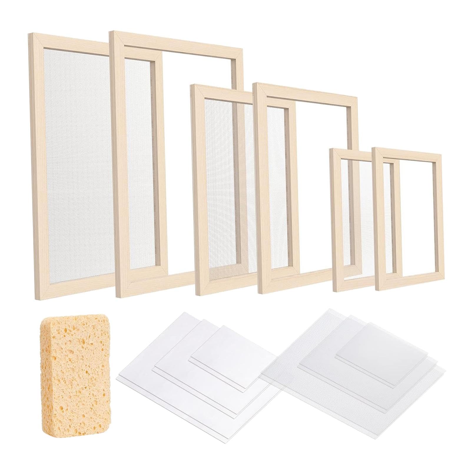 perfk Kit de de Madera para Hacer Papel (tamaños A4, y A6), Herramientas educativas con Papeles absorbentes, Ideal para Crear Pantallas para