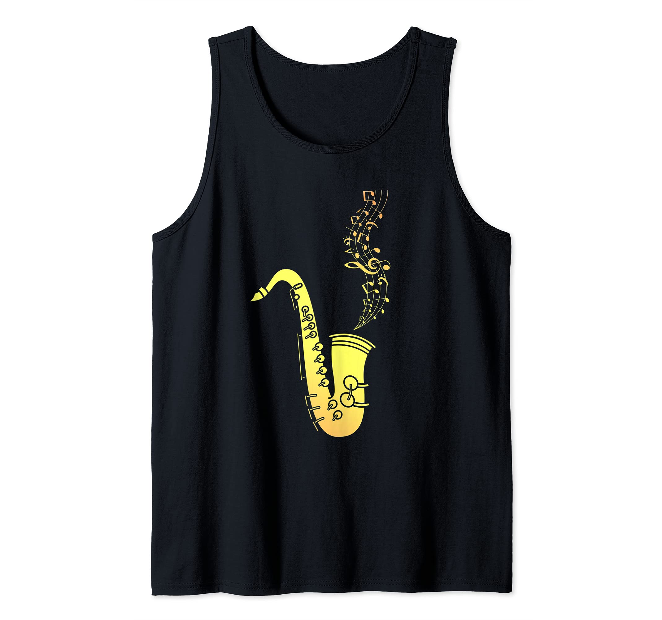 Jazz Musician Saxophonist Sax Player Music Notes Saxophone Tank Top, Black