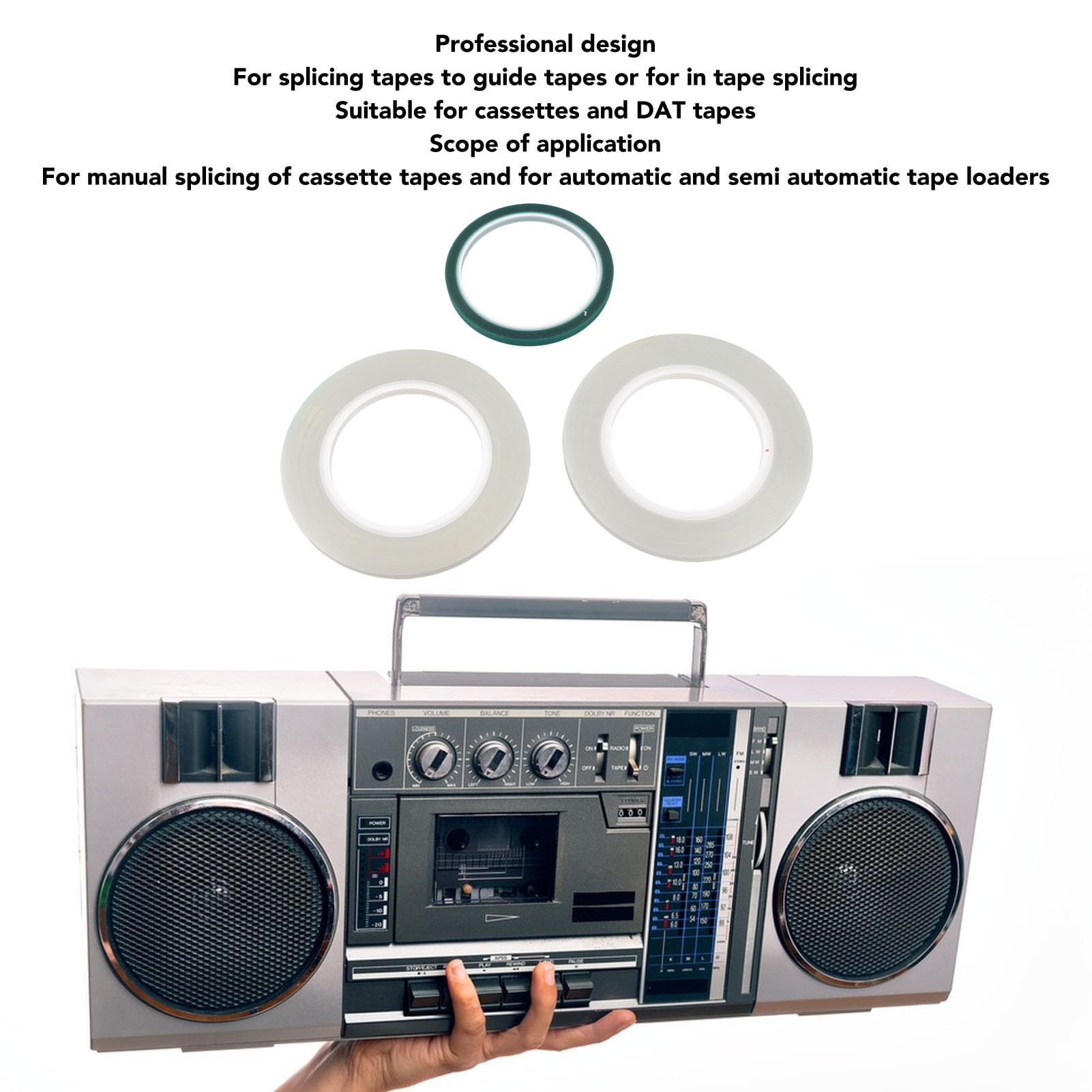 Mingzhe 1/4 10 Zoll Spleißband Professionelles Open Reel Tape Medienspleißband für Revoxsonido Open Reel Kassetten und DAT-Bänder aus Kunststoff