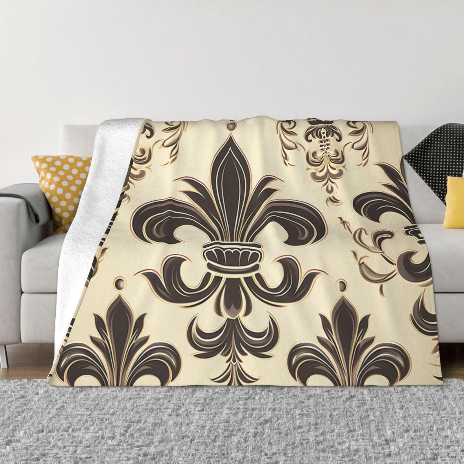 Couverture en microfibre légère OUSIKA anti-froid pour canapé motif chevalier