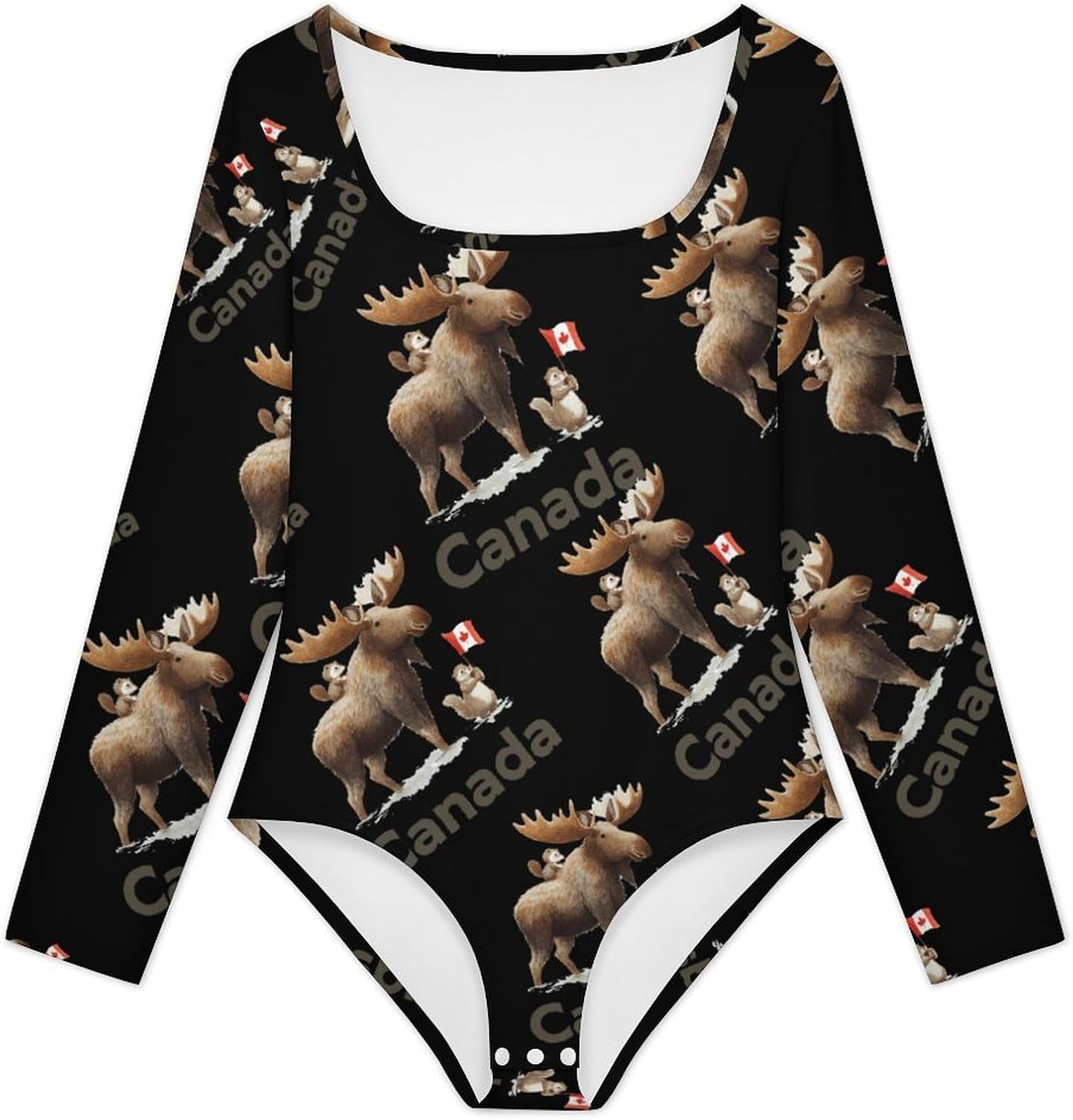 Canada Moose Flag Women's Bodysuits Long Sleeve Top 5XL