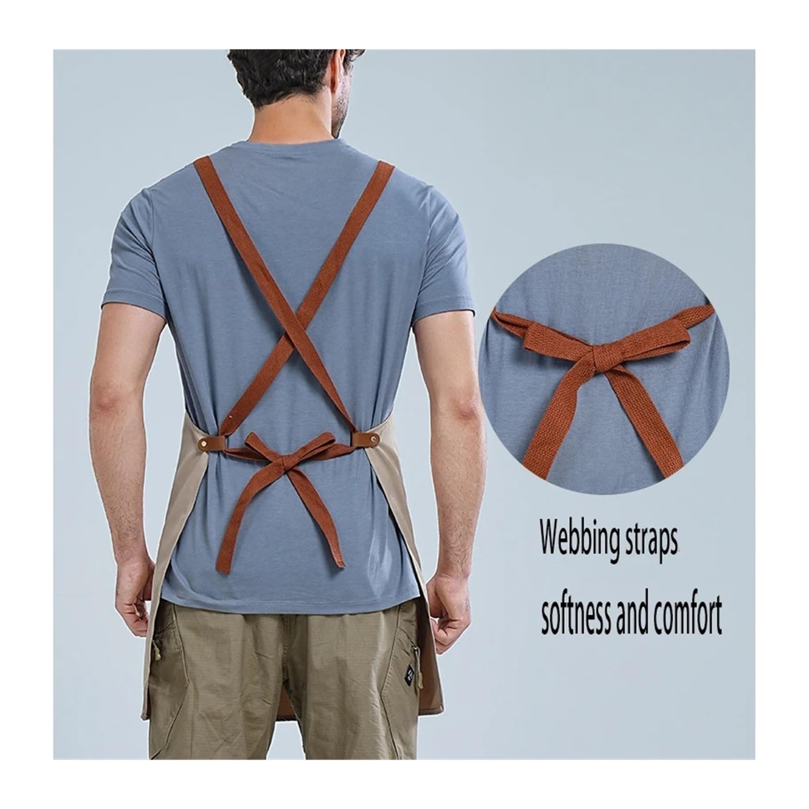 delantal Delantal de cocina impermeable for adultos, hombres y mujeres, correa cruzada ajustable en la espalda, babero trabajo for cocinar, limpieza restaurantes, 1 ud