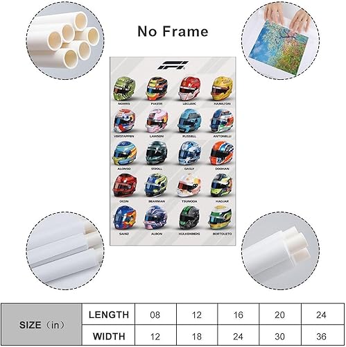 Miniatura 2 de YLJAPOS Póster de casco de coche de carreras Fórmula 1 F1 para amantes de los coches de carreras, lienzo de regalo, arte de pared, pintura