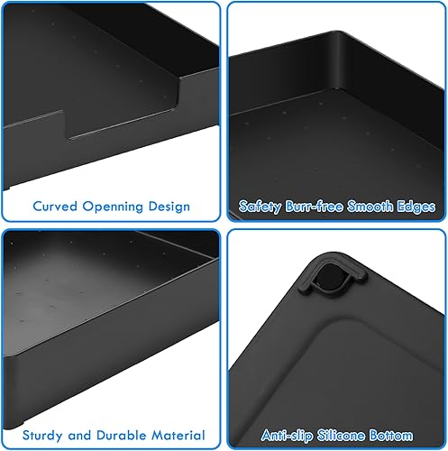 Miniatura 6 de Juego de 4 bandejas de escritorio apilables de plástico tamaño A4, organización y almacenamiento de oficina, organizadores de archivos de escritorio