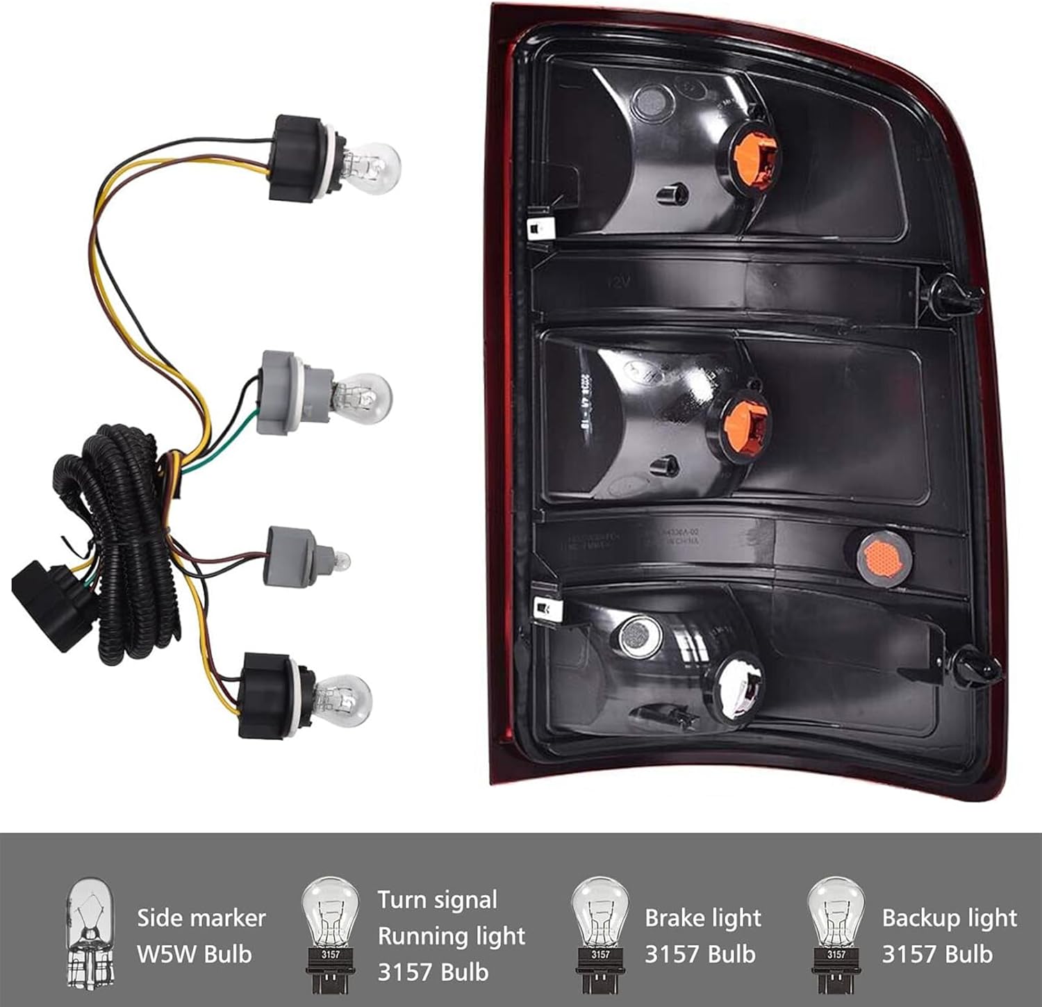 APSVE Factory Style Tail Light Assembly Compatible With 2007 2008 2009 2010 2011 2012 2013 GMC Sierra 1500 2500HD 3500HD Taillights Brake Signal Assembly with Bulb and Harness