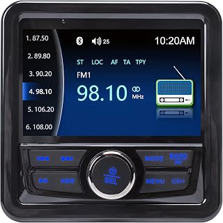 Audio Systems Marine Gauge Receiver - Weatherproof, 4-inch Display Screen, Built-in Amplifier, Bluetooth, Digital Media MP3 Player, No CD Player, USB Port,