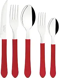 Faqueiro Tramontina Leme com Lâminas em Aço Inox e Cabos de Polipropileno Vermelho 20 Peças