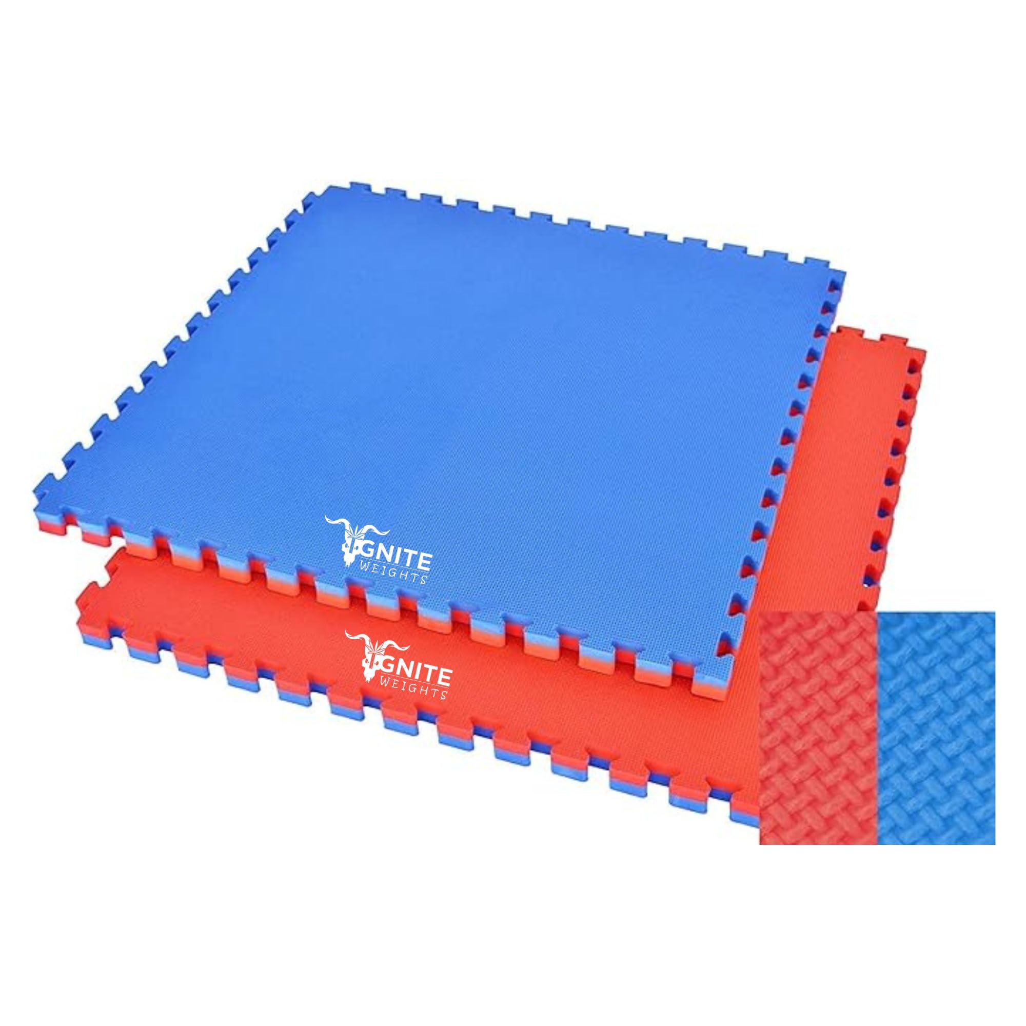 105CM x 105CM Puzzle Exercise Gym/Home EVA Interlocking Mats/Tiles for Gym Equipment, Exercise, Yoga,Gymnastic (Red & Blue, 25mm-10 Mats)-image-0