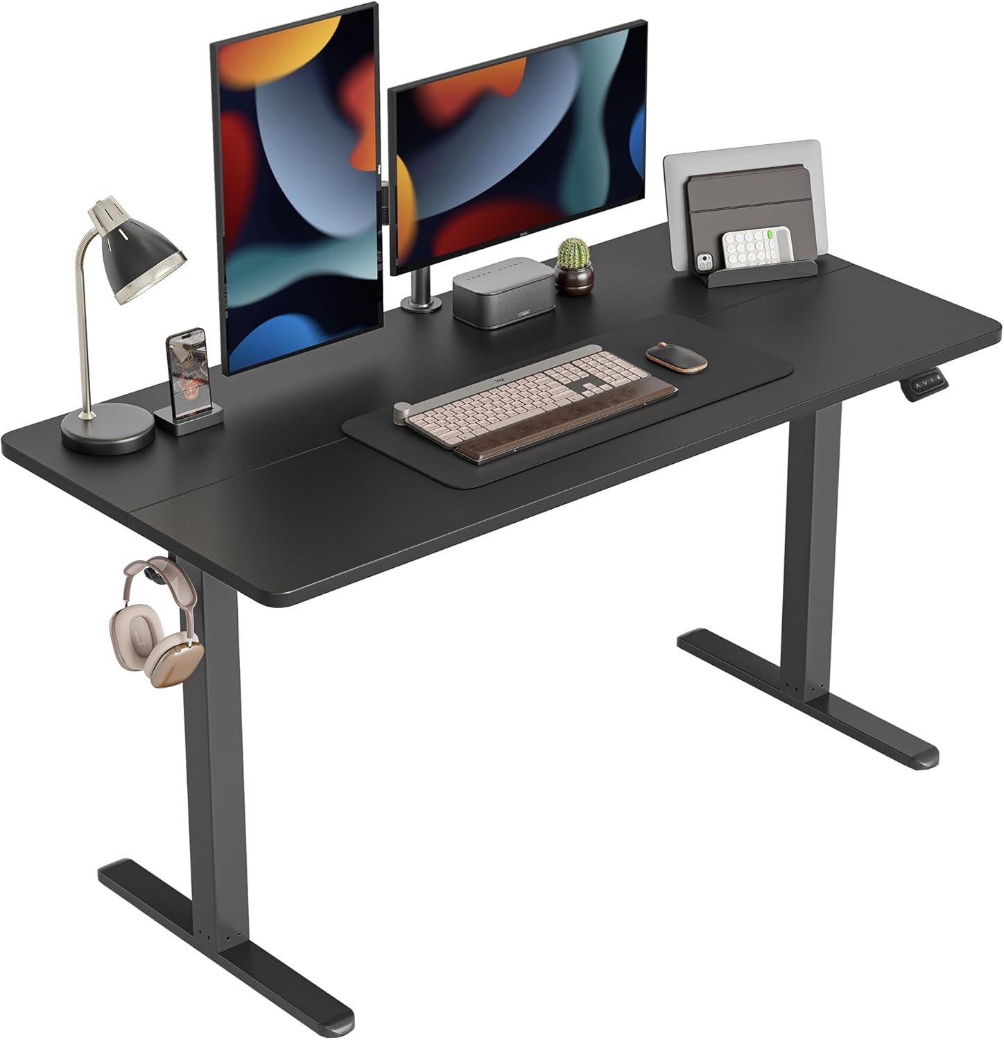 CubiCubi Electric Standing Desk, 55 x 24 Inches Height Adjustable Sit Stand Desk, Ergonomic Home Office Computer Workstation, Black