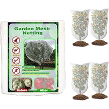 4Pcs Garden Mesh Plant Netting Fruits Blueberry Tomato Protection Netting Insect Netting Plant Cover Bags with Drawstring 3.3*4.9 Protective Barrier Bird Netting for Vegetables Fruits Trees Spring