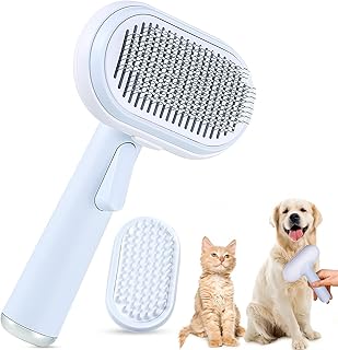 Dog & Cat Grooming Brush,Dog Brush for Shedding,Cat Brushes for Indoor Cats,Self Cleaning Slicker Brushes for Dogs Cats wi...