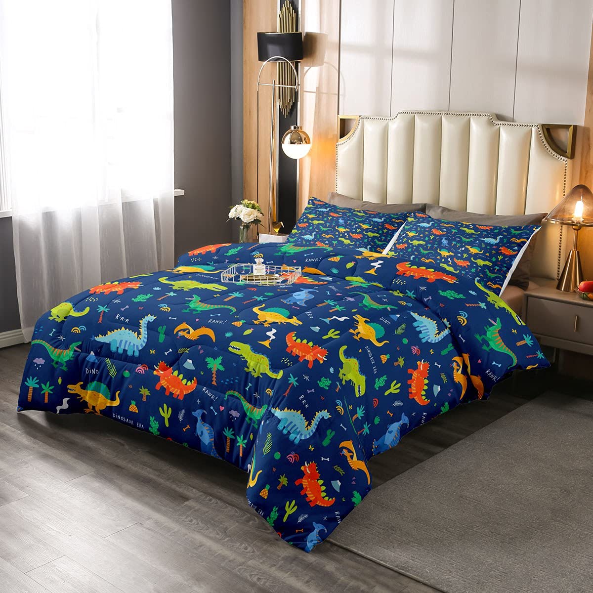 Cartoon Dinosaurus Kids Deur 100% Katoen Dekbedovertrek Leuke 3D Cartoon Dinosaurus Kids Deur 100% Katoen Dekbedovertrek Leuke 3D