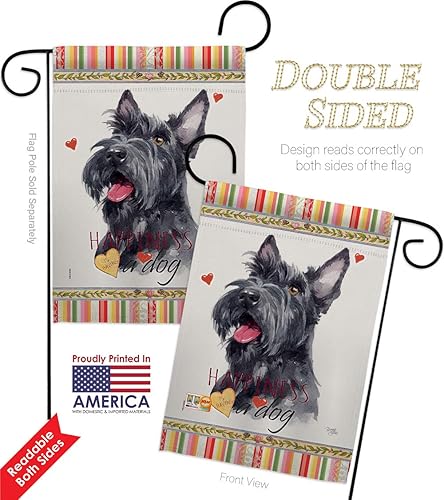 Miniatura 3 de Breeze Decor Bandera de jardín con diseño de perro Scottish Terrier Felicidad, Animales, Cachorro de Pata Estropeada, Piel Canina, Mascota,