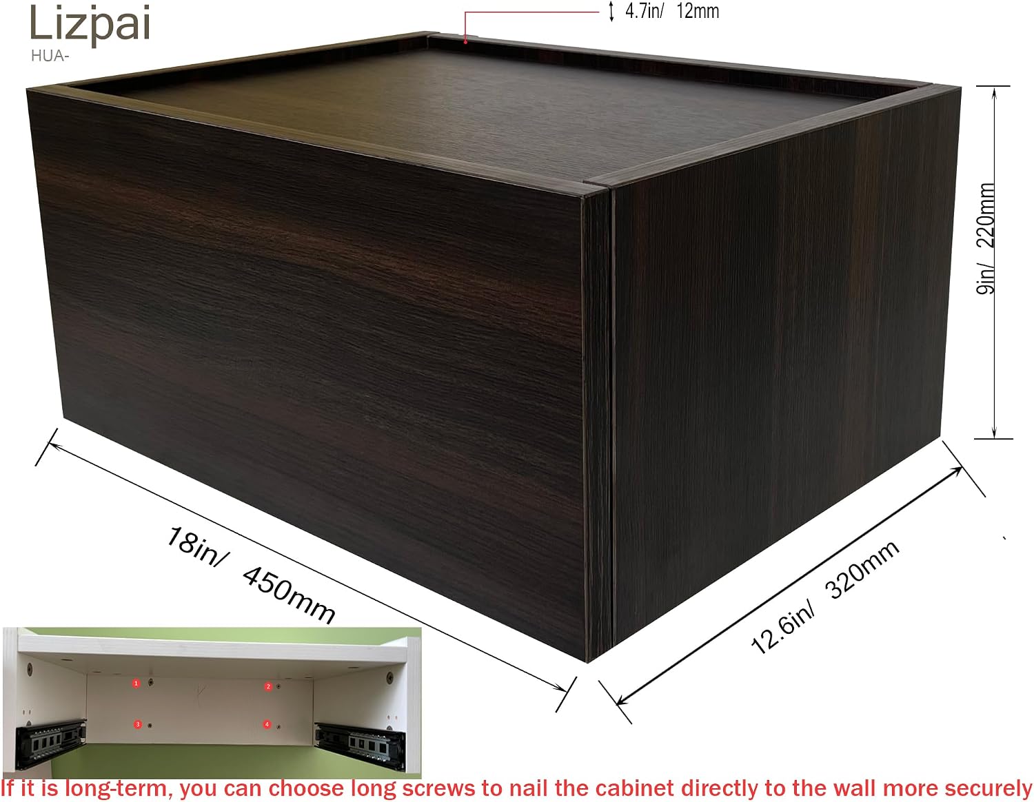 Floating Nightstand Wall Mounted, Concealment Furniture,Night Stand with Drawer, ​Hanging Bedside Table （Night Falls Black-Left-Big）