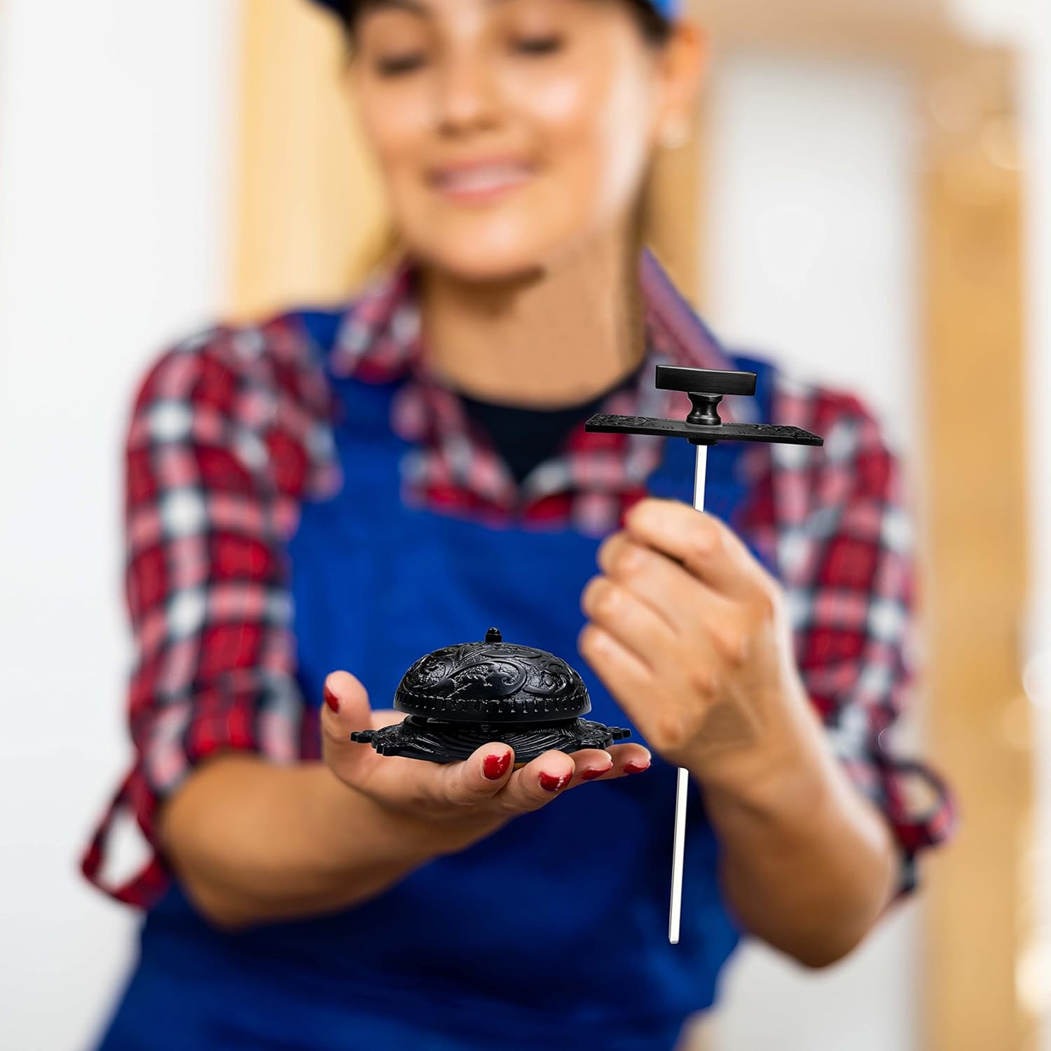 Akatva Vintage Twist Bell with Key Plate – Ring Chime – Doorbell Chime - Mechanical Doorbell – Ring Doorbell – Brass Twist Calling Bell – Hand Turn Doorbell - Old Fashioned Door Bell - Antique Black