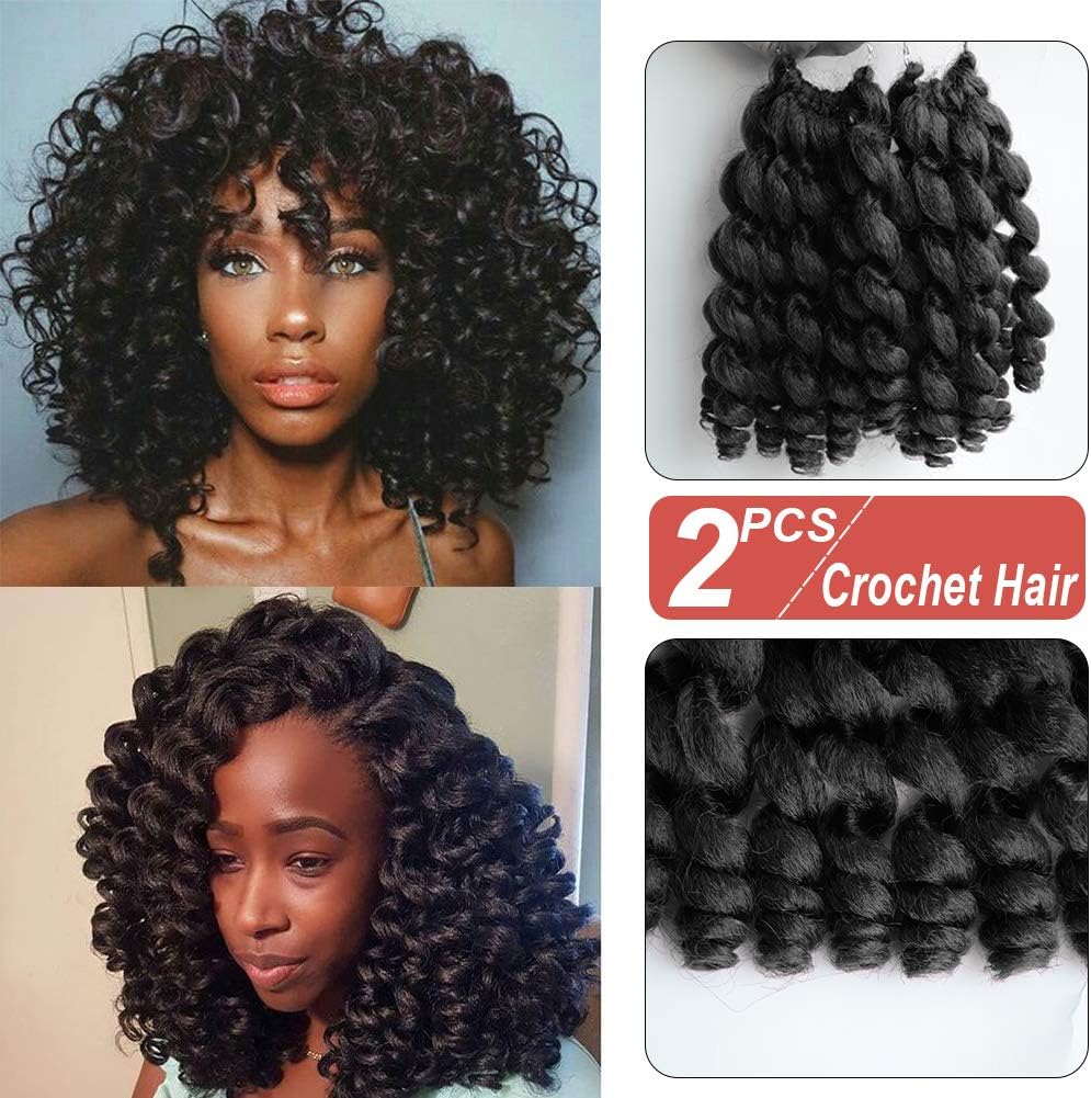 8 inch Black Wand Curly Braids Jamaican Bounce African Collection Crochet Hair Havana Mambo Twist Synthetic Braiding Hair Piece 22 Roots/Pack (1b#-Black)