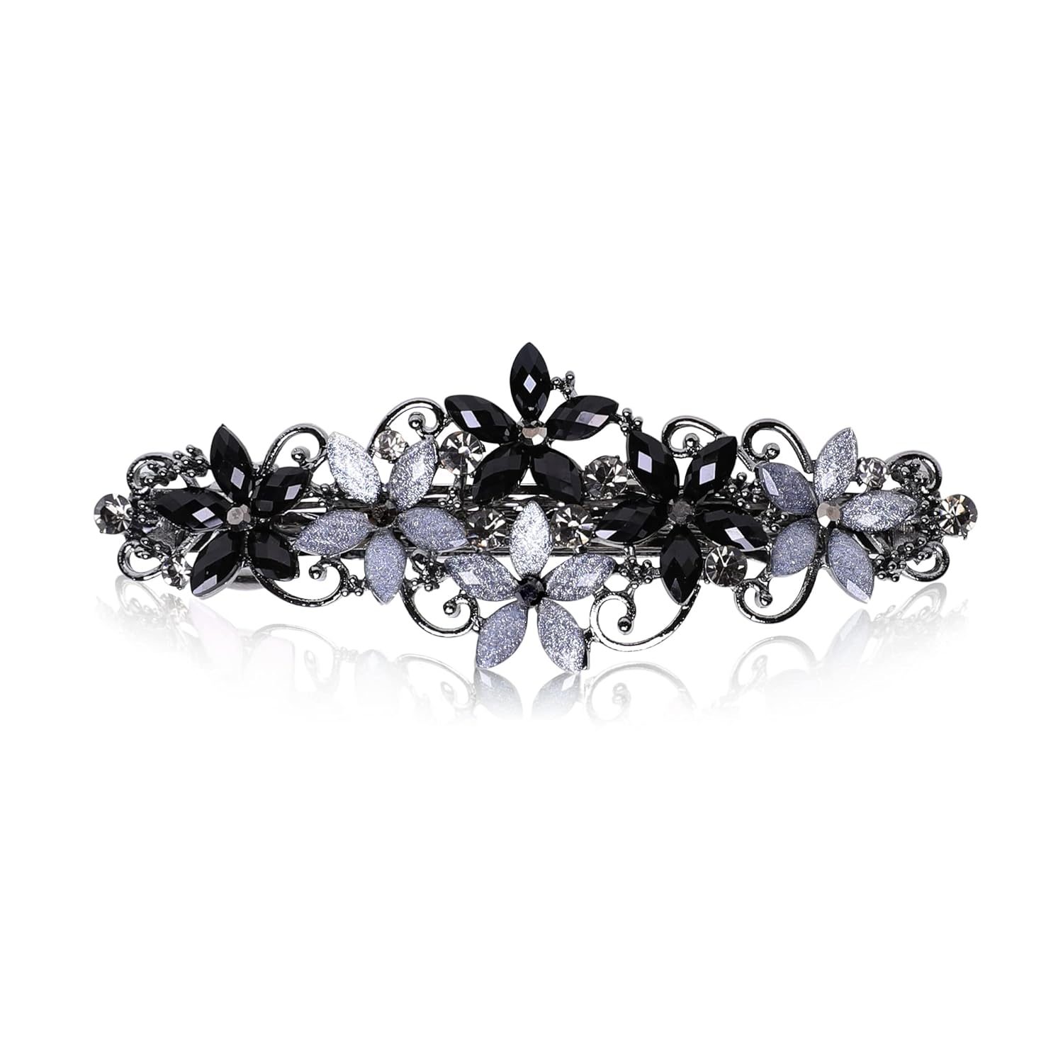 Flower Rhinestone Hair Barrettes for Women Fine Hair