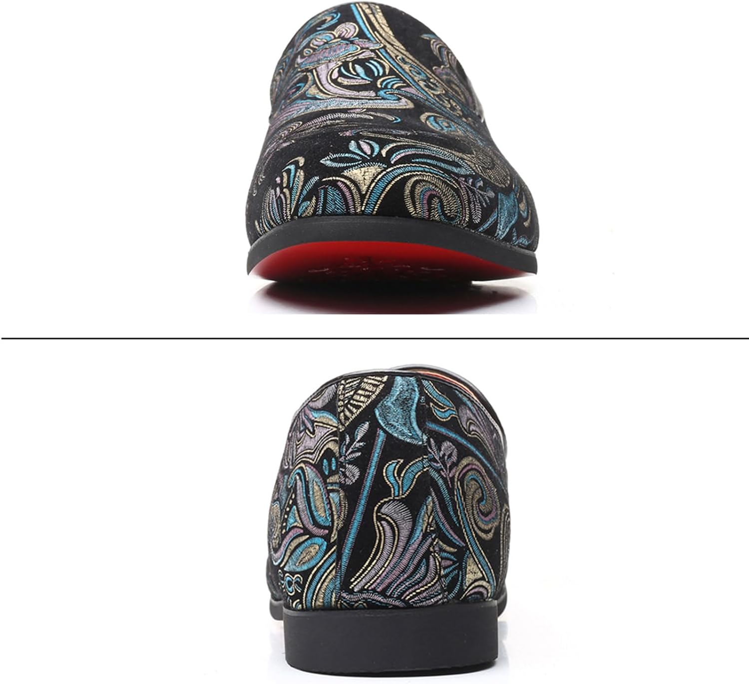 Venshine Mens Dress Loafers Slip On Shoes Glitter Wedding Party Prom Shoes - Image 6