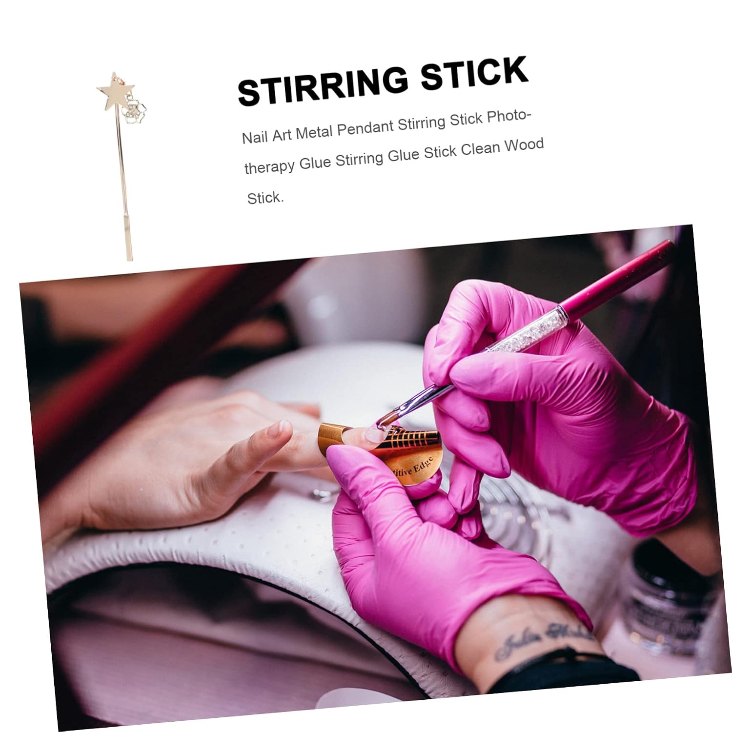 1pc Creative Nail Art Tool Rose Pendant Mixing Stick for Gel Polish Salon Use