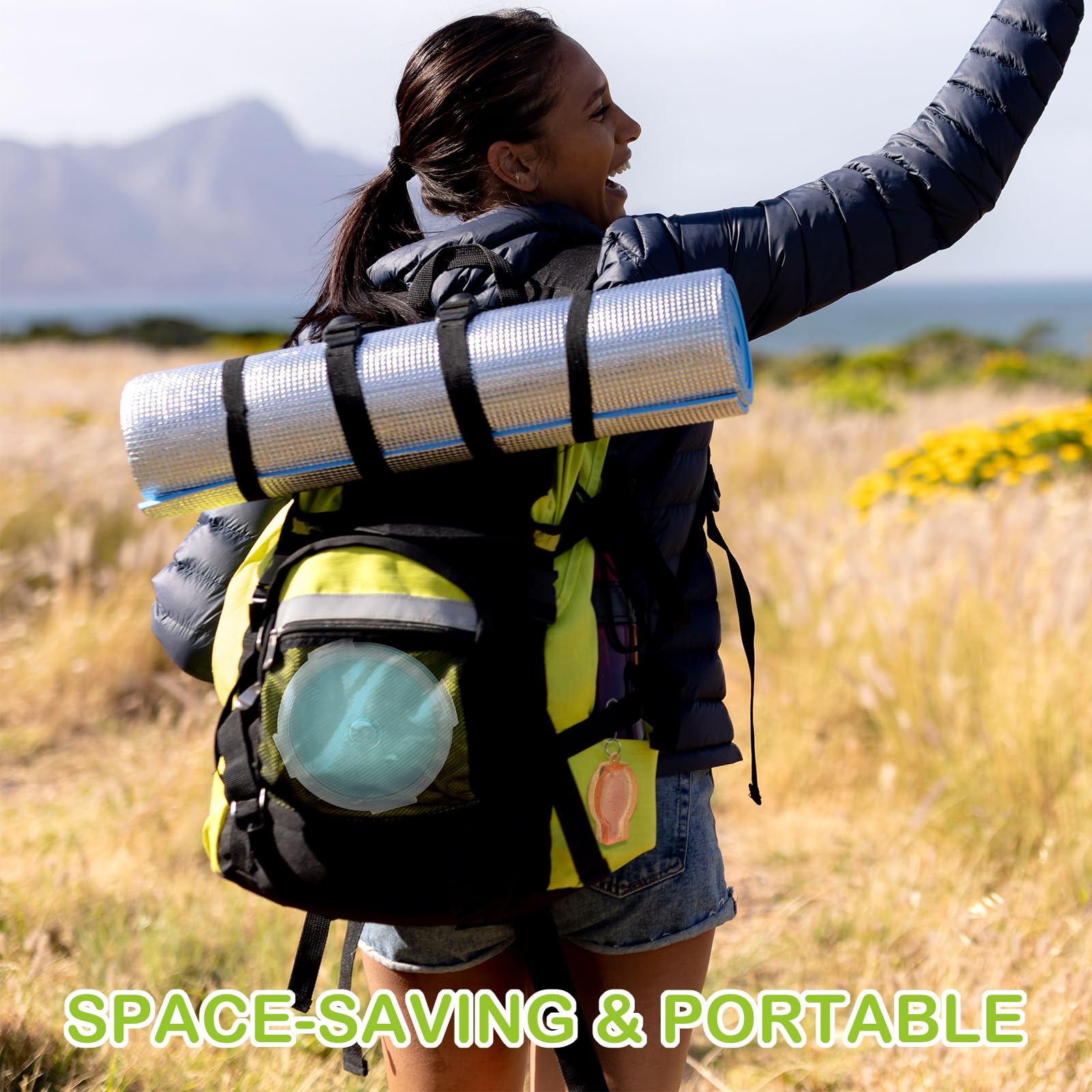 Suclain Faltbare Schüsseln mit Deckel, Silikon, für Camping, Lebensmittelaufbewahrung, erweiterbar, faltbar, Salat, Lunchbox, Reisebehälter für Wandern, Camping, Rot, Rosa, Blau, Grün, 765 ml, 4 Stück