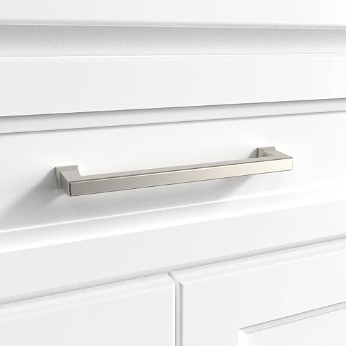 Miniatura 2 de 30882 - Paquete de 10 tiradores de puerta y cajón, 6 pulgadas de centro a centro, níquel satinado cepillado