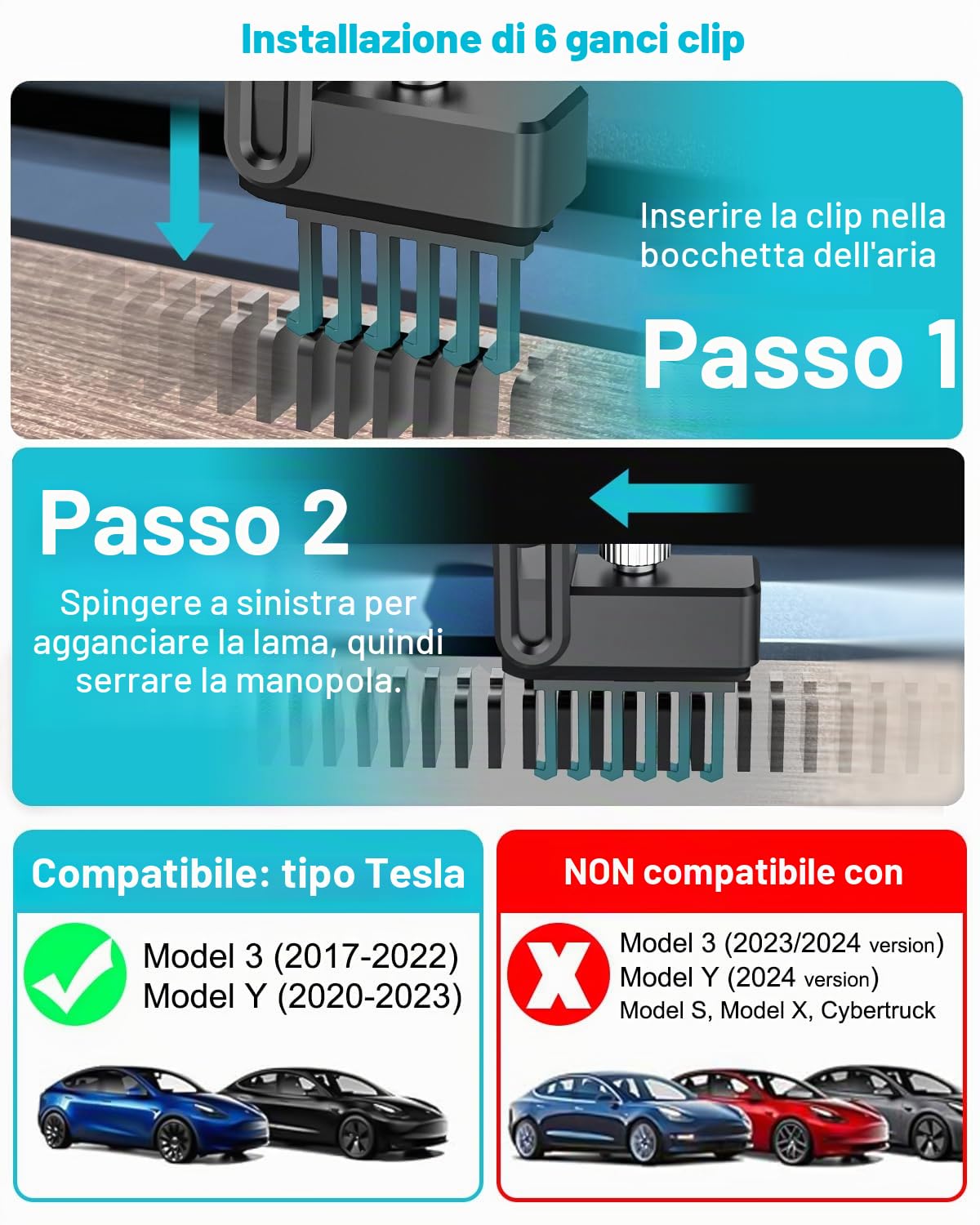 Supporto Tablet per Passeggero Tesla Model Y/3, Porta Co-Pilot per Presa Aria, Road Trip Essentials per iPad Pro Air Mini, iPad 10.9, Galaxy Tab, Cellulare, 4-13" Tablets
