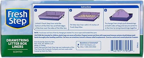 Miniatura 3 de Fresh Step Revestimientos grandes con cordón para caja de arena  Forros resistentes para caja de arena para gatos  perfumados y sin perfume