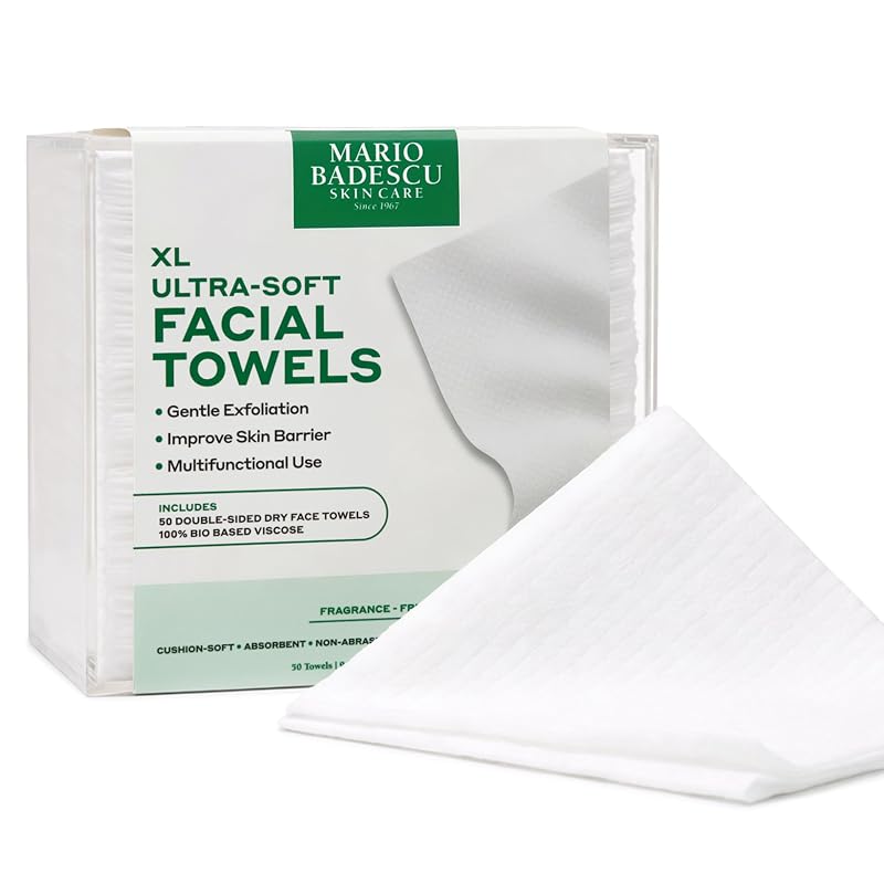 Panos faciais descartáveis XL Mario Badescu, viscose de origem biológica, 50 unidades