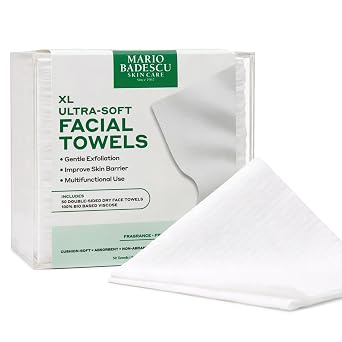 Mario Badescu Disposable Face Towels XL, Ultra-Soft Dry Wipes, 50 Count