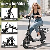 Vista 31 de SEHOMY Folding Electric Scooter with Seat for Adults, 15.5MPH, 20-Mile Range, 36V Battery, 12" Pneumatic Tire, Portable 450W Electric Scooters