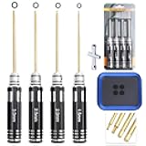 4pcs 1.5mm 2.0mm 2.5mm 3.0mm Hex Screw Driver Set Titanium Hexagon Screwdriver Wrench Tool Kit Allen Keys, Screw Tray, Hex Wrench RC Repair Tools
