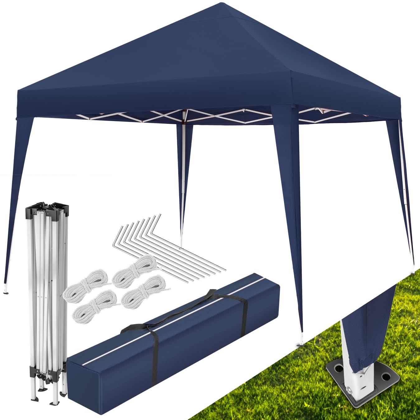 Tectake Gazebo da Giardino Regolabile 300x300x255 cm Blu - Padiglione Esterno Resistente con Telaio in Acciaio, Idrorepellente, UV