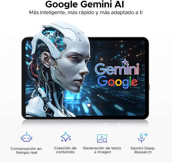 P13 Tablet Android 16, Tablet 13 Pulgadas, Gemini AI, 48GB RAM+128GB ROM/2 TF, 12000mAh/18W, IPS 2.4K, 120Hz, T7280 Octa-Core, 16MP, Face ID, 5G WiFi, GPS, OTG, Tablet con Teclado y Lapiz, Negro - 5