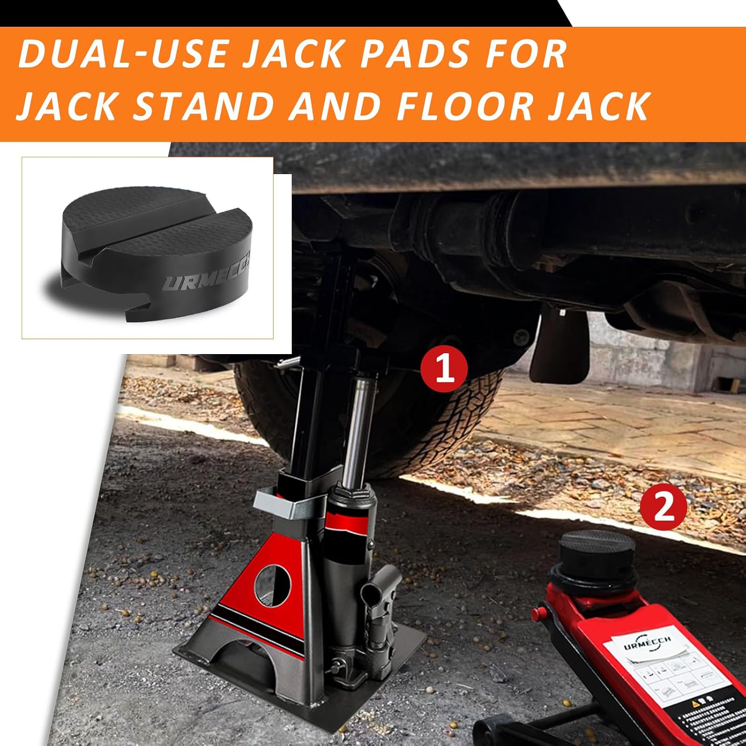 New Dual-use Jack Stand Adapter for All-in-One Unijack Pinch Weld Saddle Adapter/Bottle Jack, Universal Rubber Jack Pad Slotted Frame Rail Pinch Welds Protector for Ford Honda Toyota - 3tons