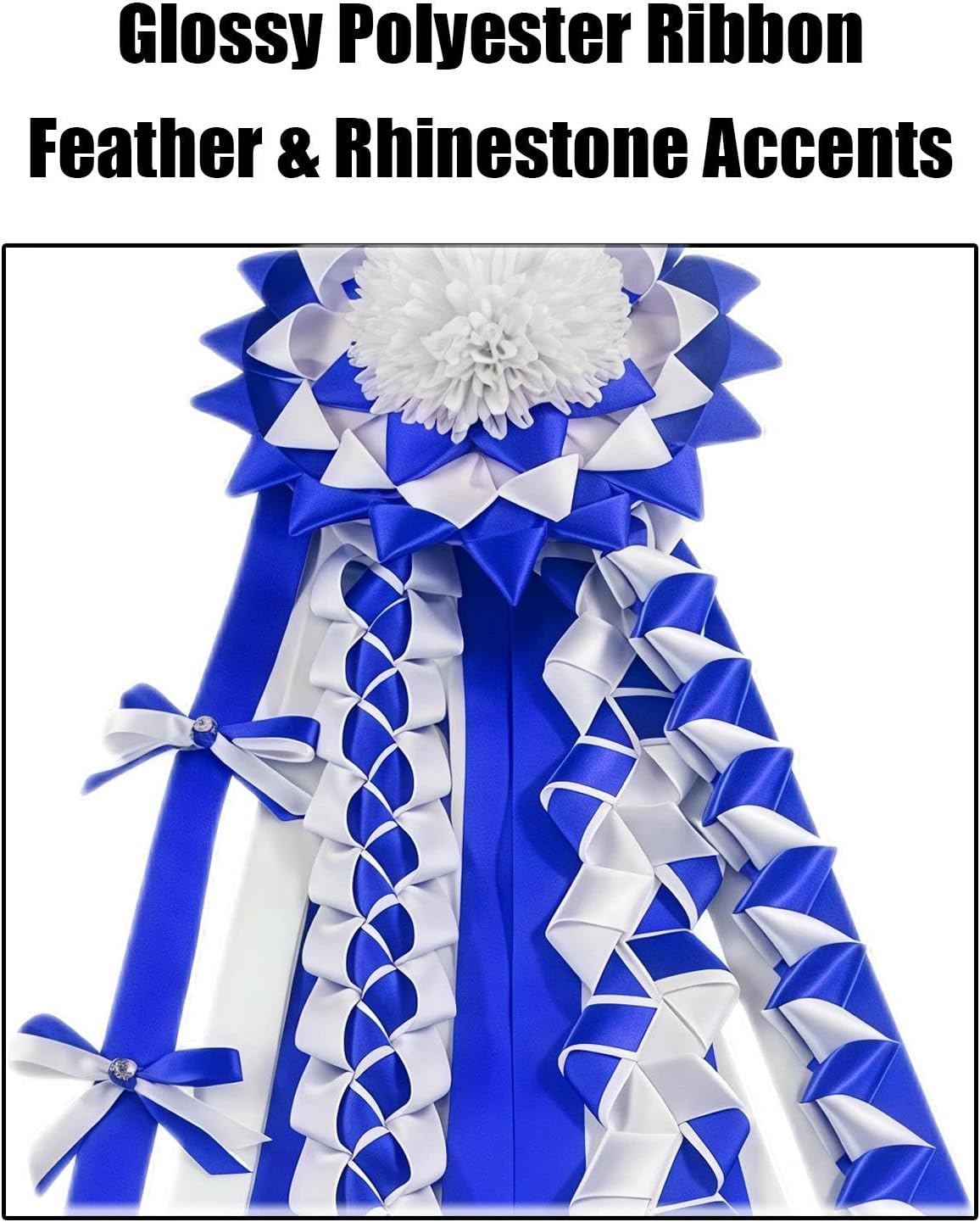 1 Set Homecoming Mum Supplies 33.8'' Mum Braids with Feathers Fit for Homecoming Weekend Dance Party Football Game Cheerleading Decorations (Dark Blue)