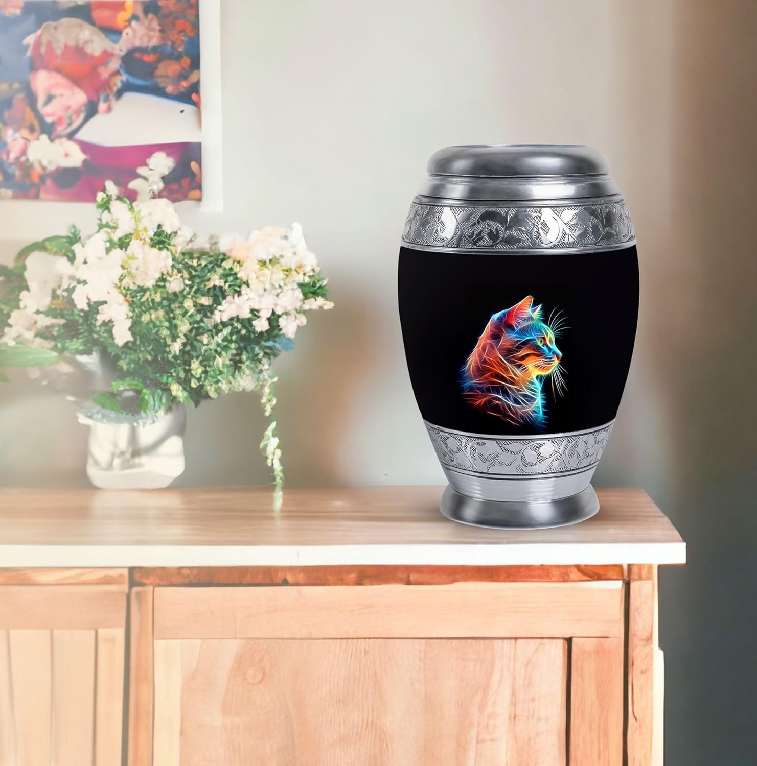 Radiant Aura Cat - Urn Ashes for Women - Urn for Human Ashes - Included Velvet Bag - Adult Cremation Urns for Human Ashes - Memorial Urns for Human Ashes (Size -10inch), Natural
