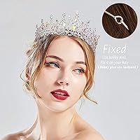 Vista 4 de TOBATOBA Tiaras de Cristal para Boda, Coronas de Cumpleaños para Mujeres, Diadema de Corona de Reina Real, Tocados de Princesa Quinceañera