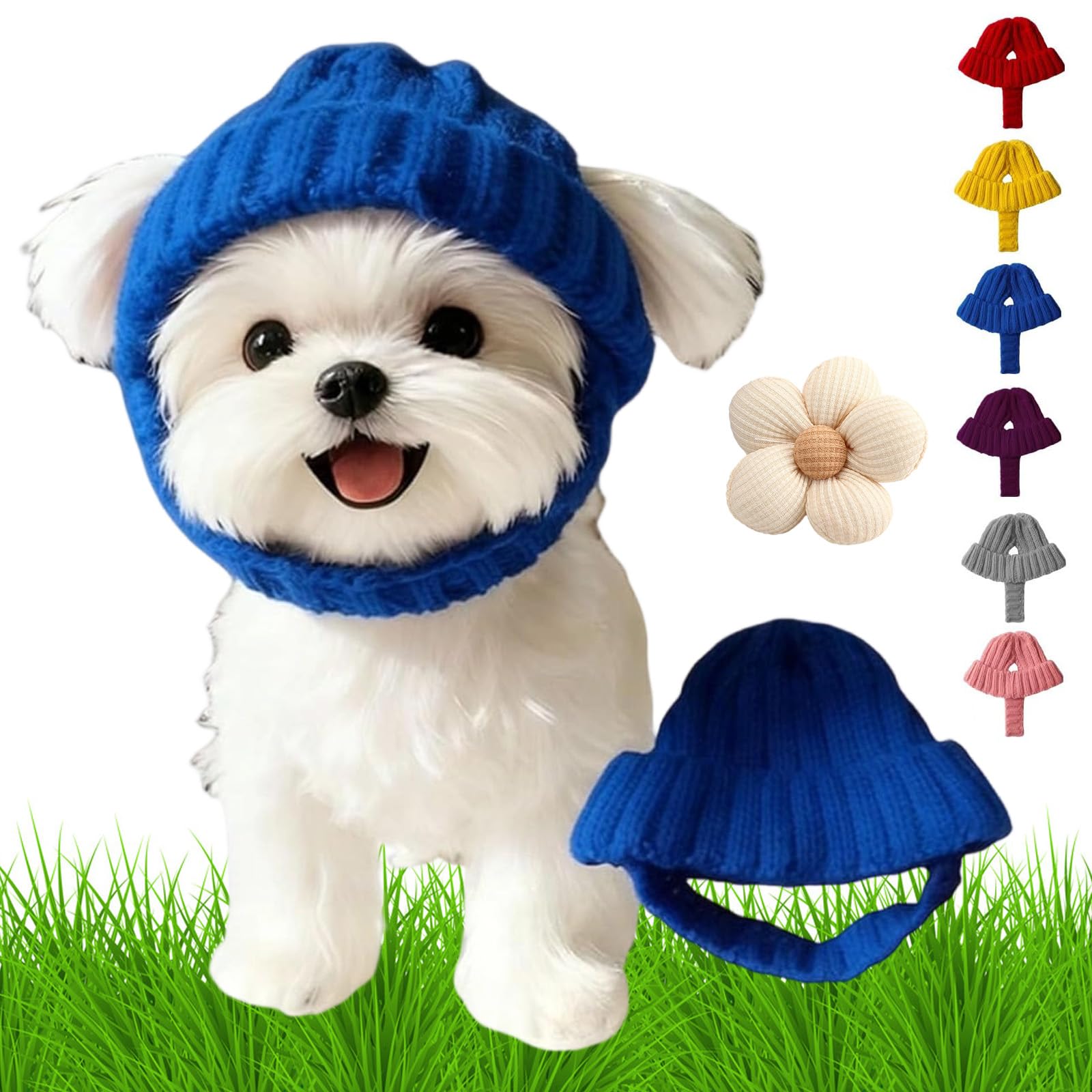 Red Knit Dog Beanie with Ear Flaps,Warm Winter Knit Hats for Small Dogs and Cats, Soft Stretchy Puppy Knit Cap for Cold Weather, Christmas Pet Hat Costume with Cozy Ear Coverage (B)