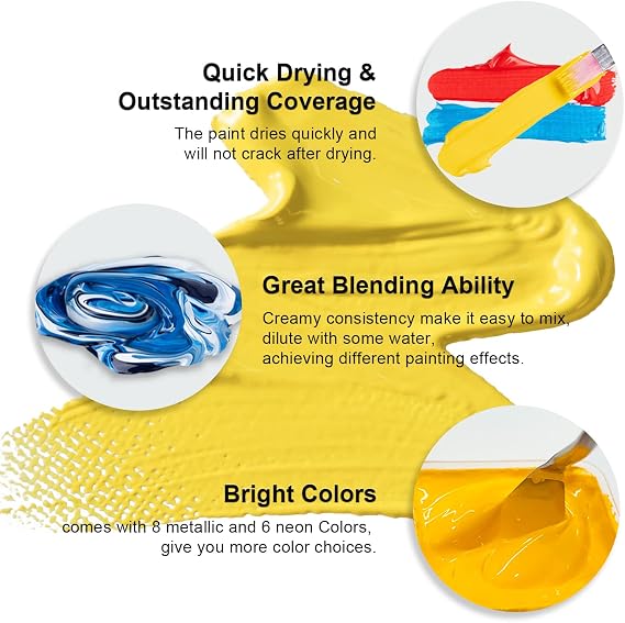HIMI Gouache Paint Set, 56 Colors30ml, Unique Jelly Cup Design, Non-Toxic, Gouache Paint for Canvas Watercolor Paper - Perfect for Beginners, Students, Artists