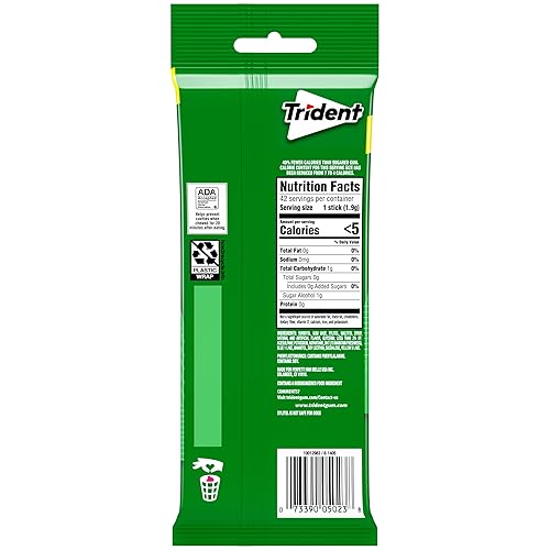 Miniatura 2 de Trident Goma de mascar de menta verde sin azúcar, 3 paquetes de 14 piezas (42 piezas en total)